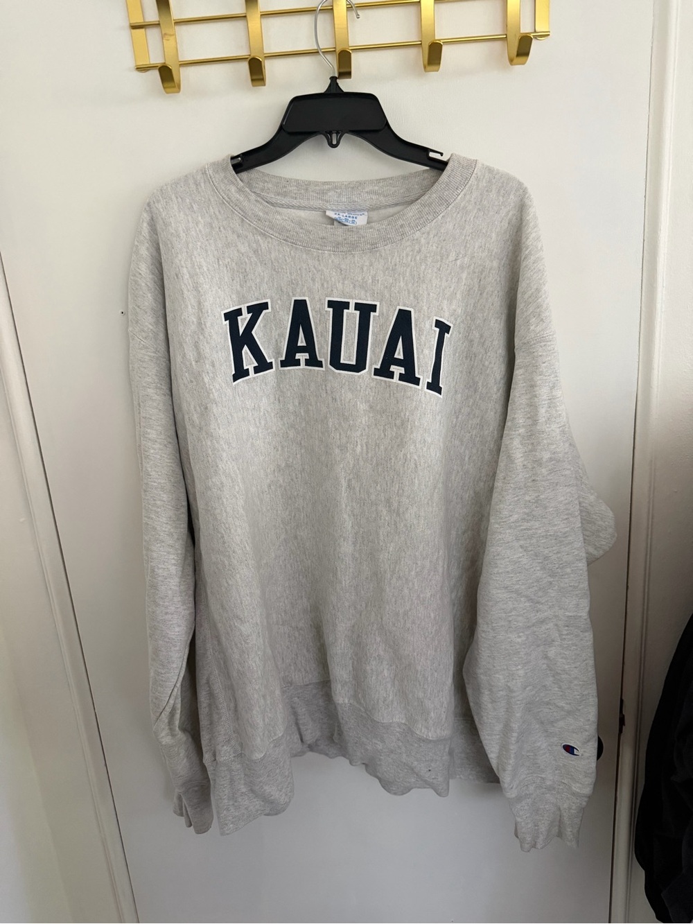 Champion Light Gray 'KAUAI' Crewneck Sweatshirt with Navy Lettering